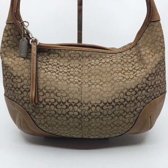 Vintage Coach 6617 Ergo Mini Signature C shoulder bag  tan leather and jacquard - Picture 3 of 17
